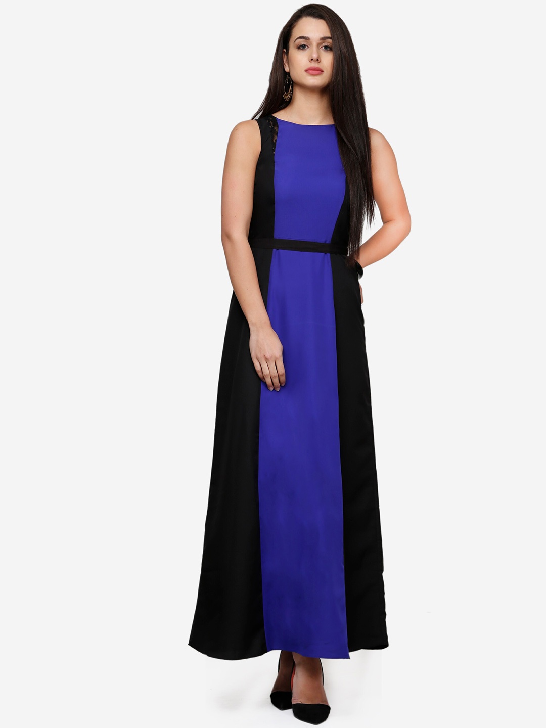 

V&M Women's Colourblocked Crepe Maxi Dress, Black