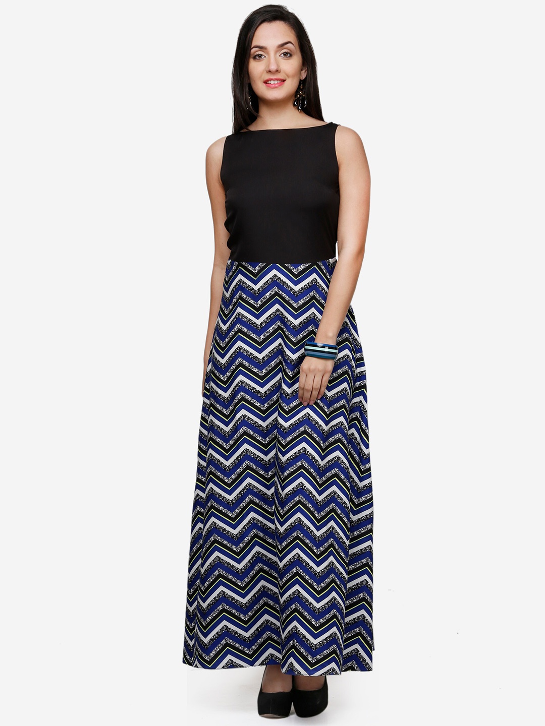 

V&M Women's Geometric Printed Crepe Maxi Dress, Black