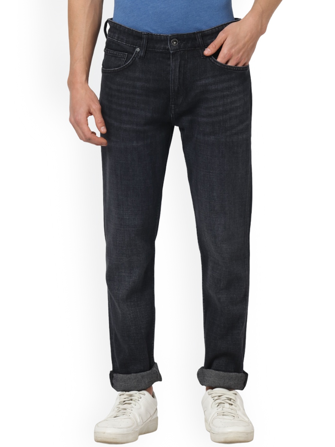 

Celio Men Mid-Rise Light Fade Whiskers Cotton Jeans, Black