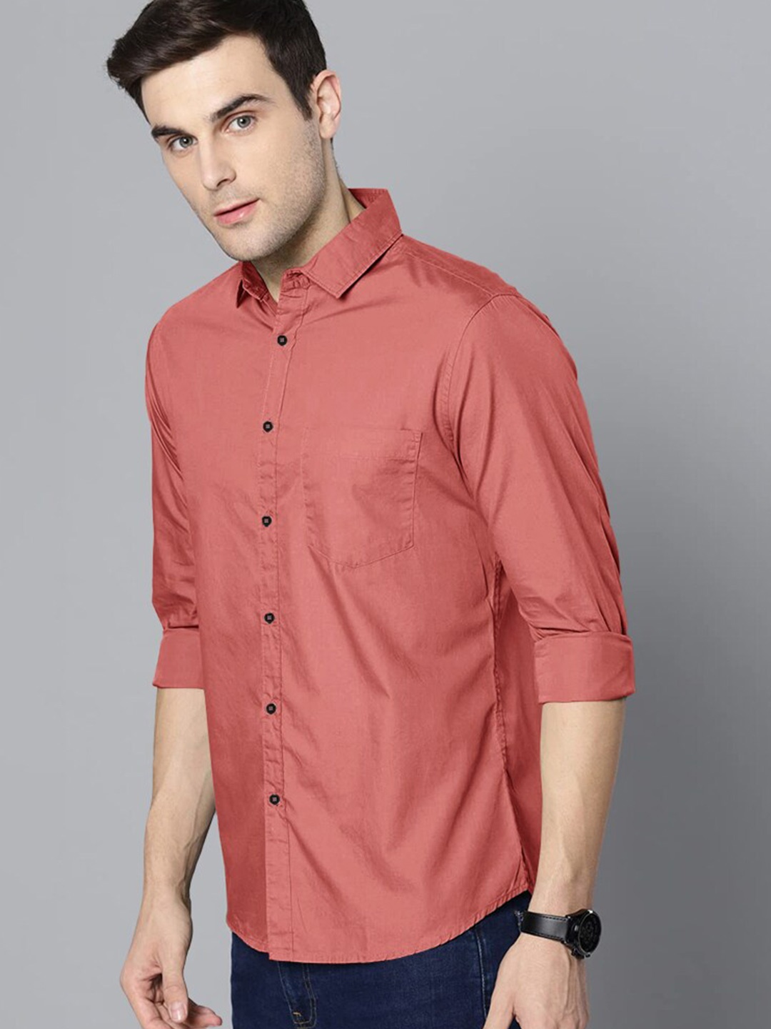 

Eyebogler Men Opaque Formal Shirt, Peach