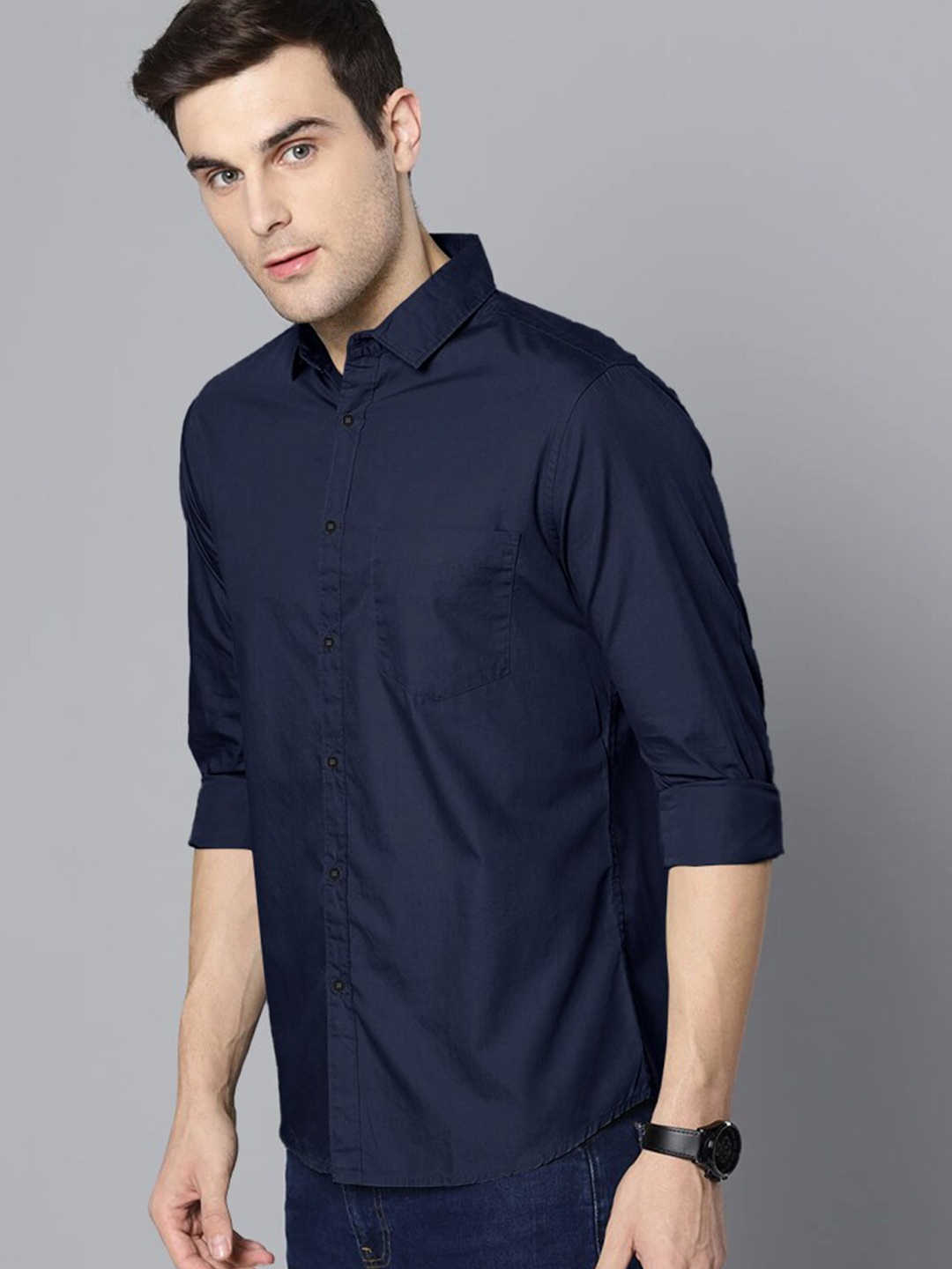 

Eyebogler Men Opaque Formal Shirt, Navy blue