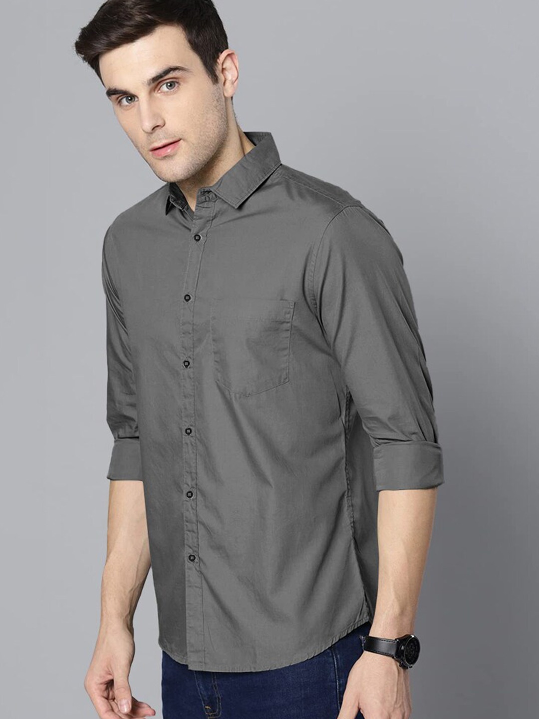 

Eyebogler Men Opaque Formal Shirt, Charcoal