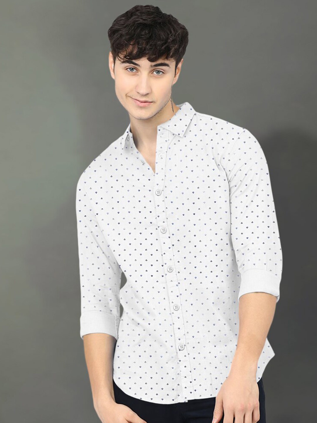 

Eyebogler Men Opaque Printed Formal Shirt, White