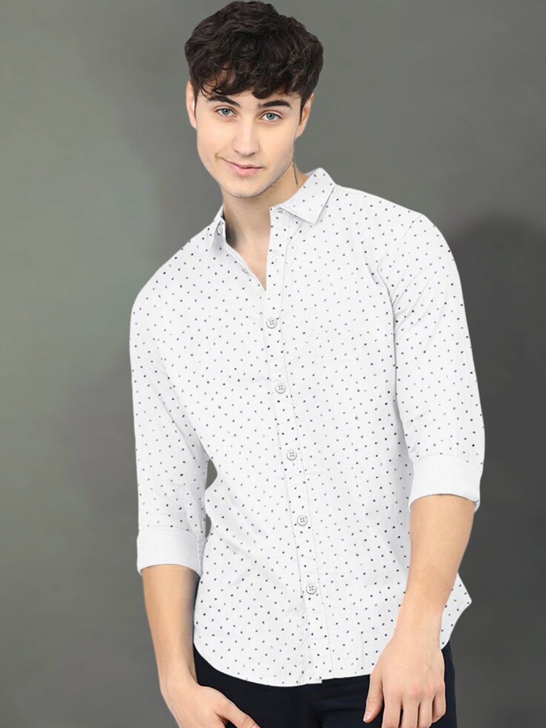 

Eyebogler Men Opaque Printed Formal Shirt, White