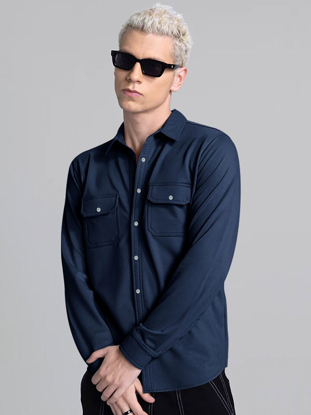 

Eyebogler Men Opaque Formal Shirt, Navy blue