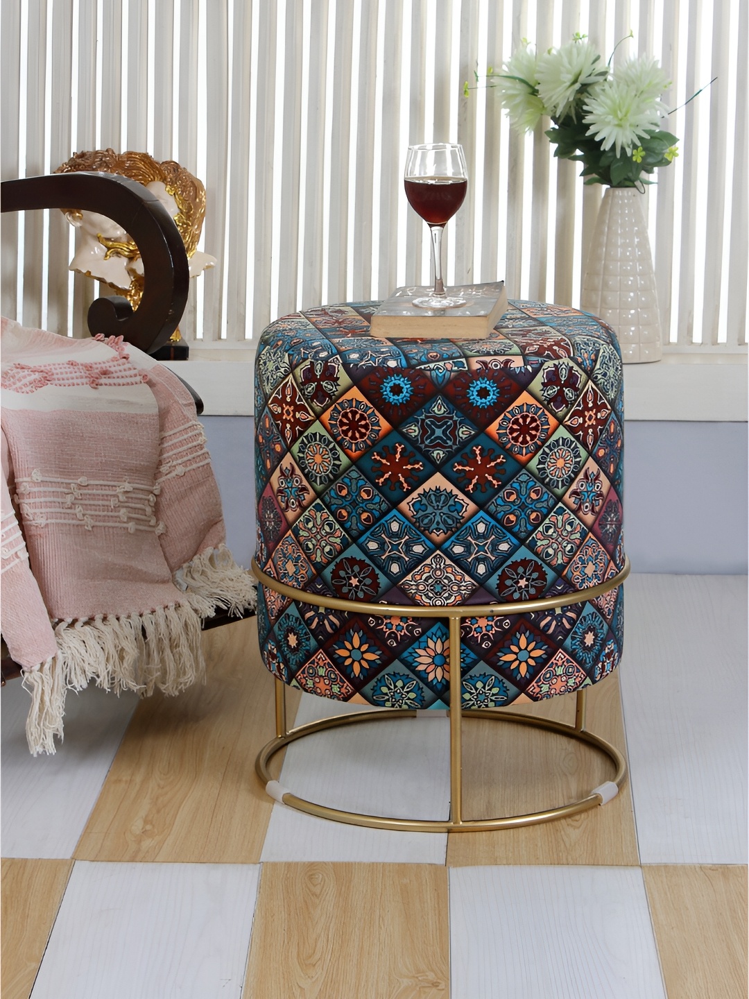 

Shadowkart Blue & Yellow Pouffes Sitting Mudda Puffies Stool