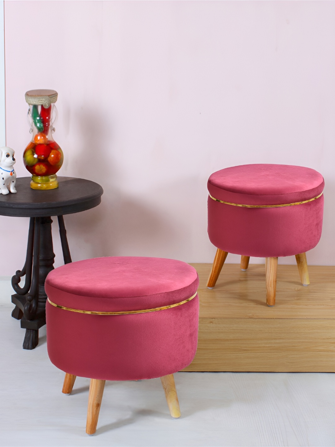 

Shadowkart Beige & Pink Pouffes Sitting Mudda Puffies Stool