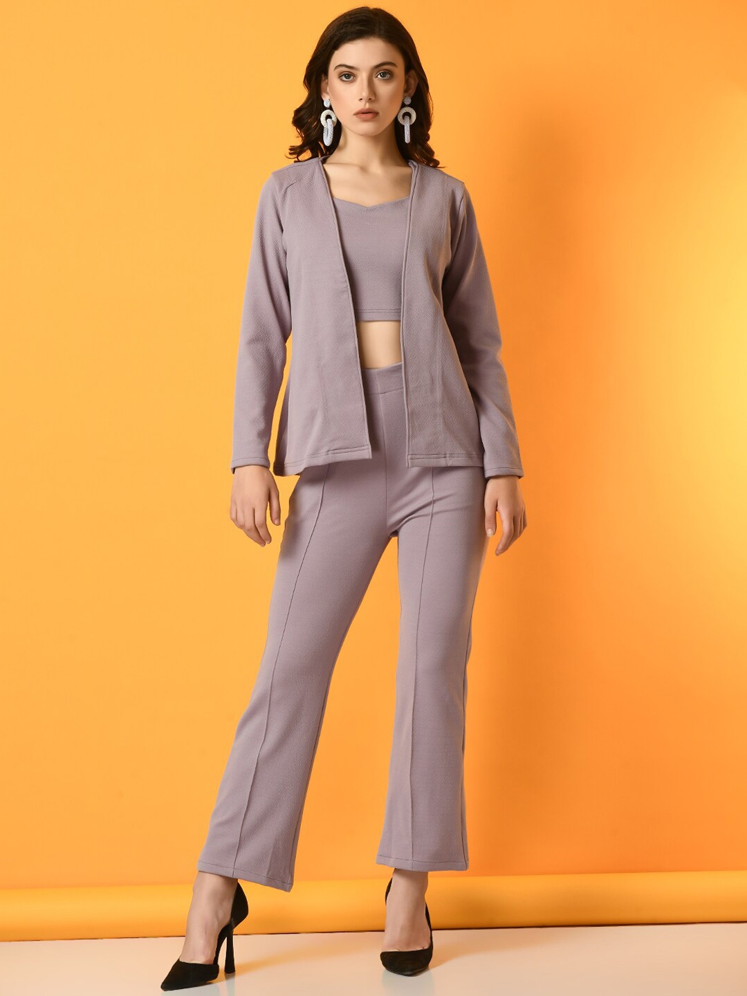 

KALINI Women Striped Lightweight Longline Sporty Jacket, Lavender