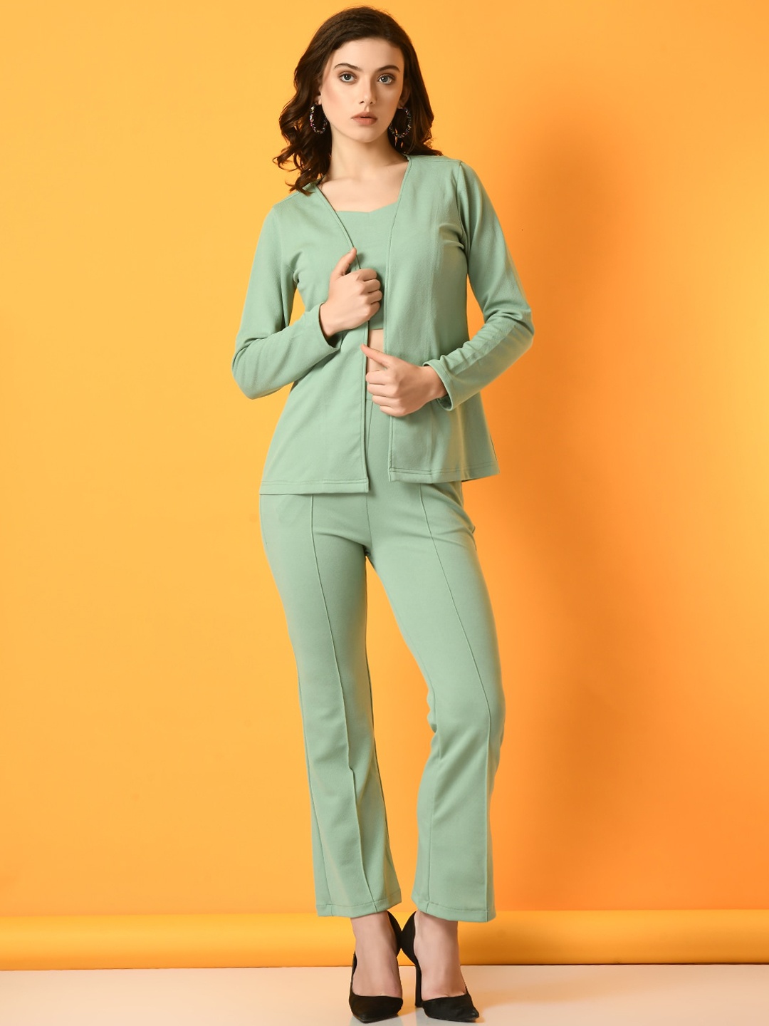 

KALINI Women Checked Lightweight Longline Sporty Jacket, Green