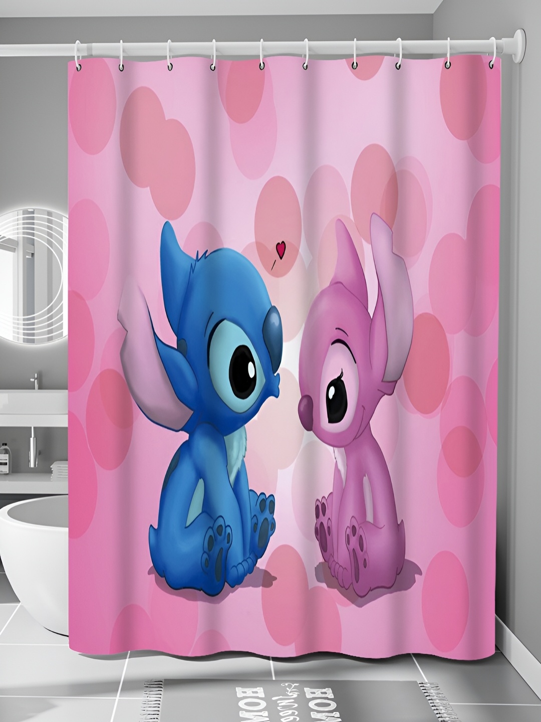 

RUDRANI Pink & Blue Printed Waterproof Shower Curtain