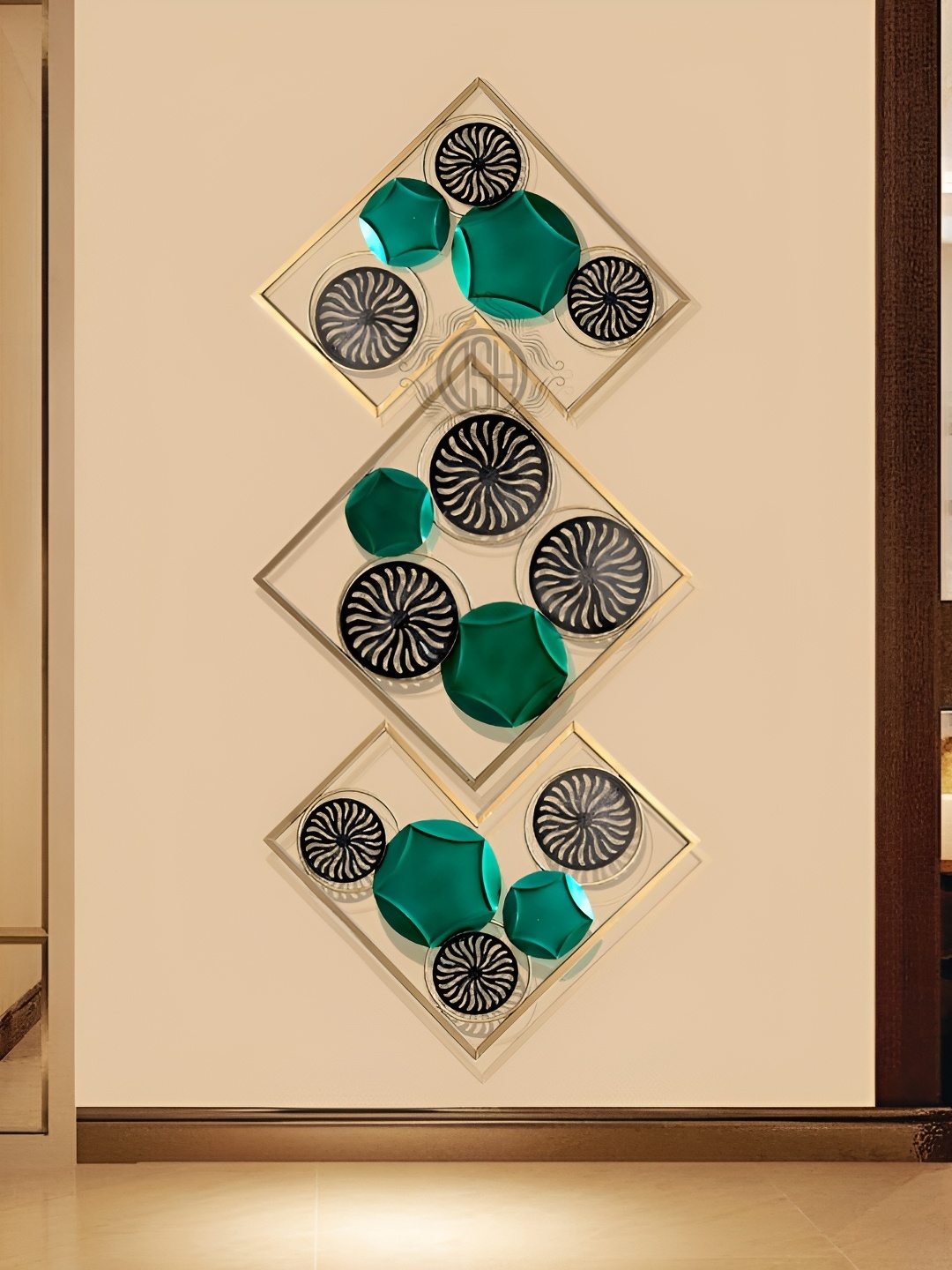 

DSH Crafting Your Curiosity 3 Pcs Green & Black Floral Metal Wall Decors