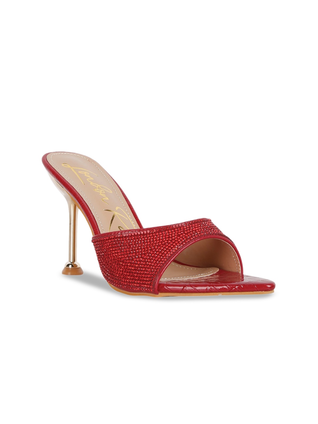 

London Rag Women Embellished Stiletto Heels Sandals, Red