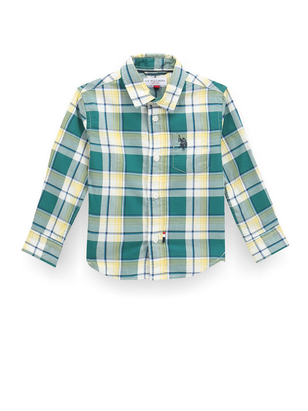 

U.S. Polo Assn. Kids Boys Classic Tartan Checks Opaque Checked Casual Shirt, Green