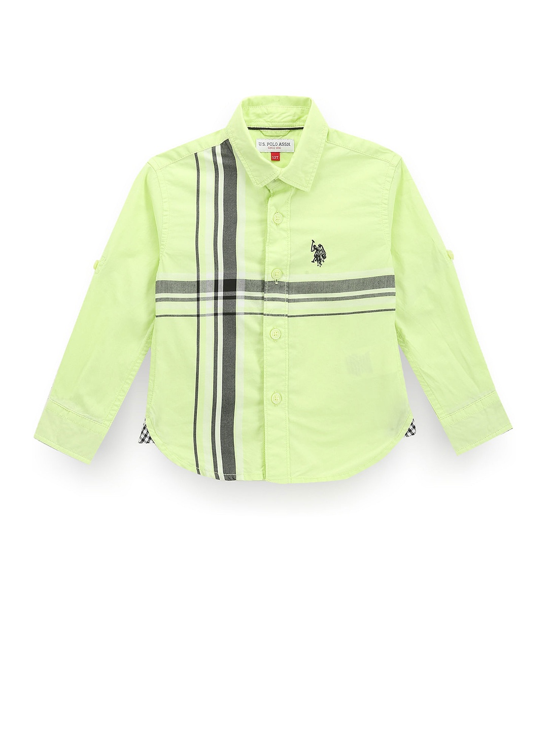 

U.S. Polo Assn. Kids Boys Classic Multi Stripes Opaque Striped Casual Shirt, Green