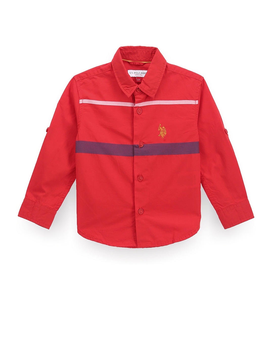 

U.S. Polo Assn. Kids Boys Classic Horizontal Stripes Opaque Casual Shirt, Red