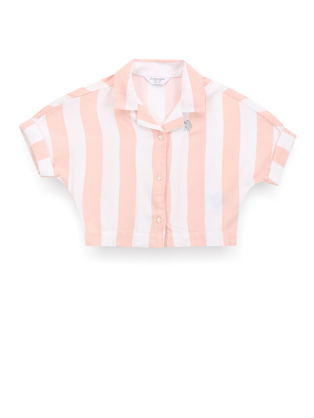 

U.S. Polo Assn. Kids Girls Classic Opaque Striped Casual Shirt, Orange
