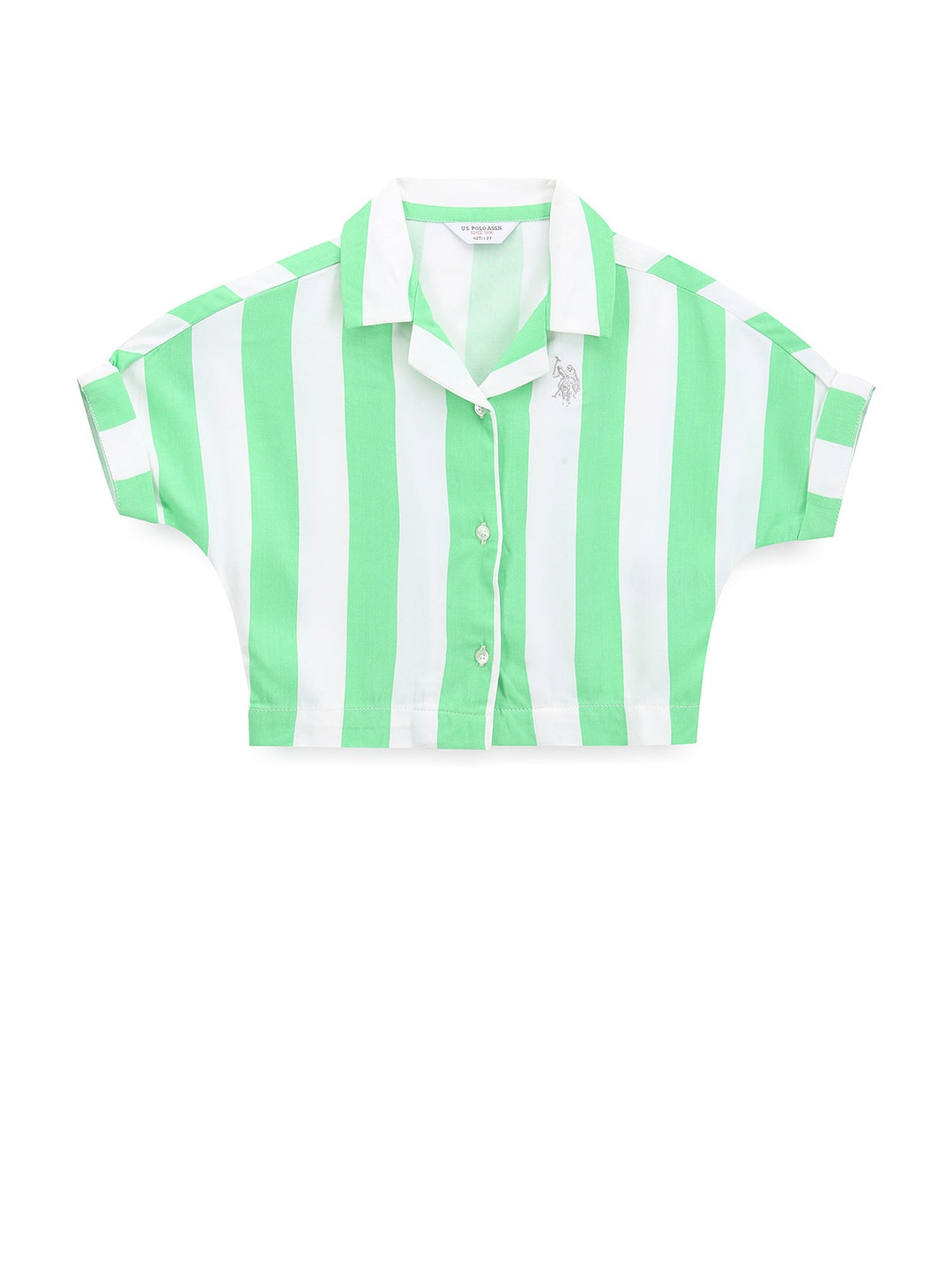 

U.S. Polo Assn. Kids Girls Classic Opaque Striped Casual Shirt, Green