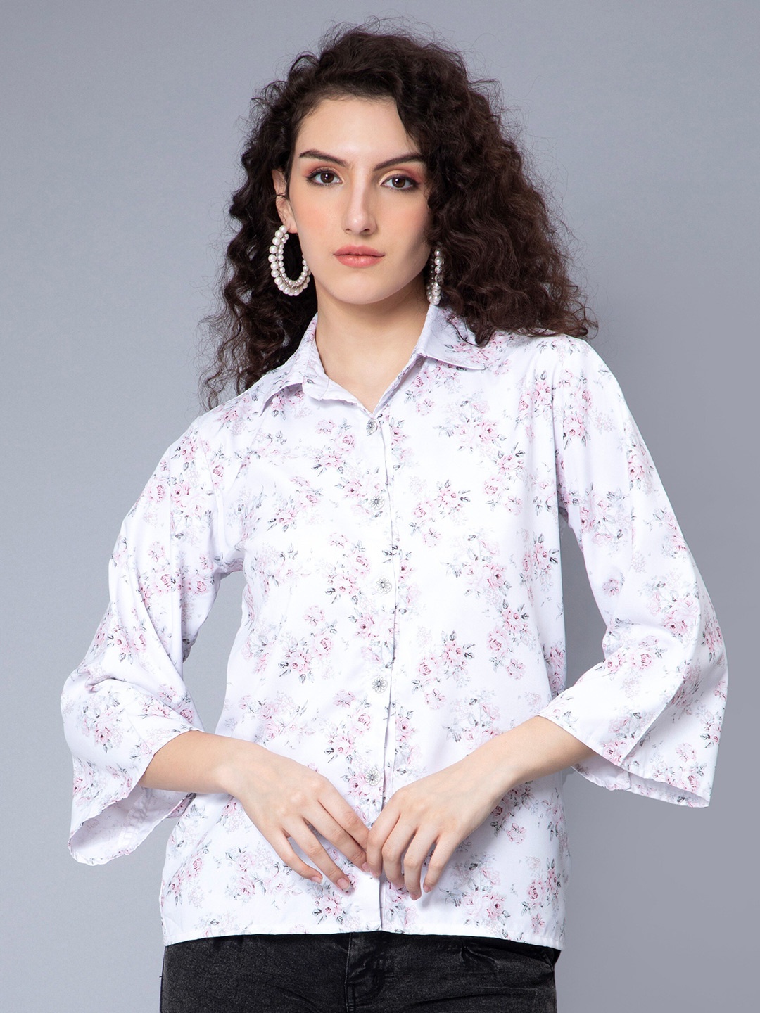 

CELEBRAVO Women Relaxed Floral Opaque Printed Casual Shirt, White
