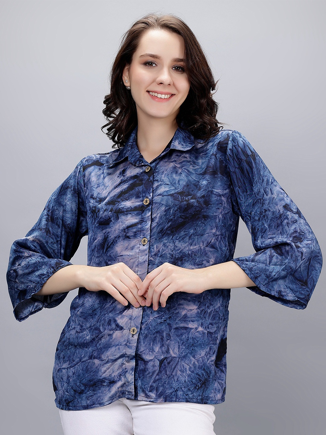 

CELEBRAVO Women Relaxed Opaque Printed Casual Shirt, Blue