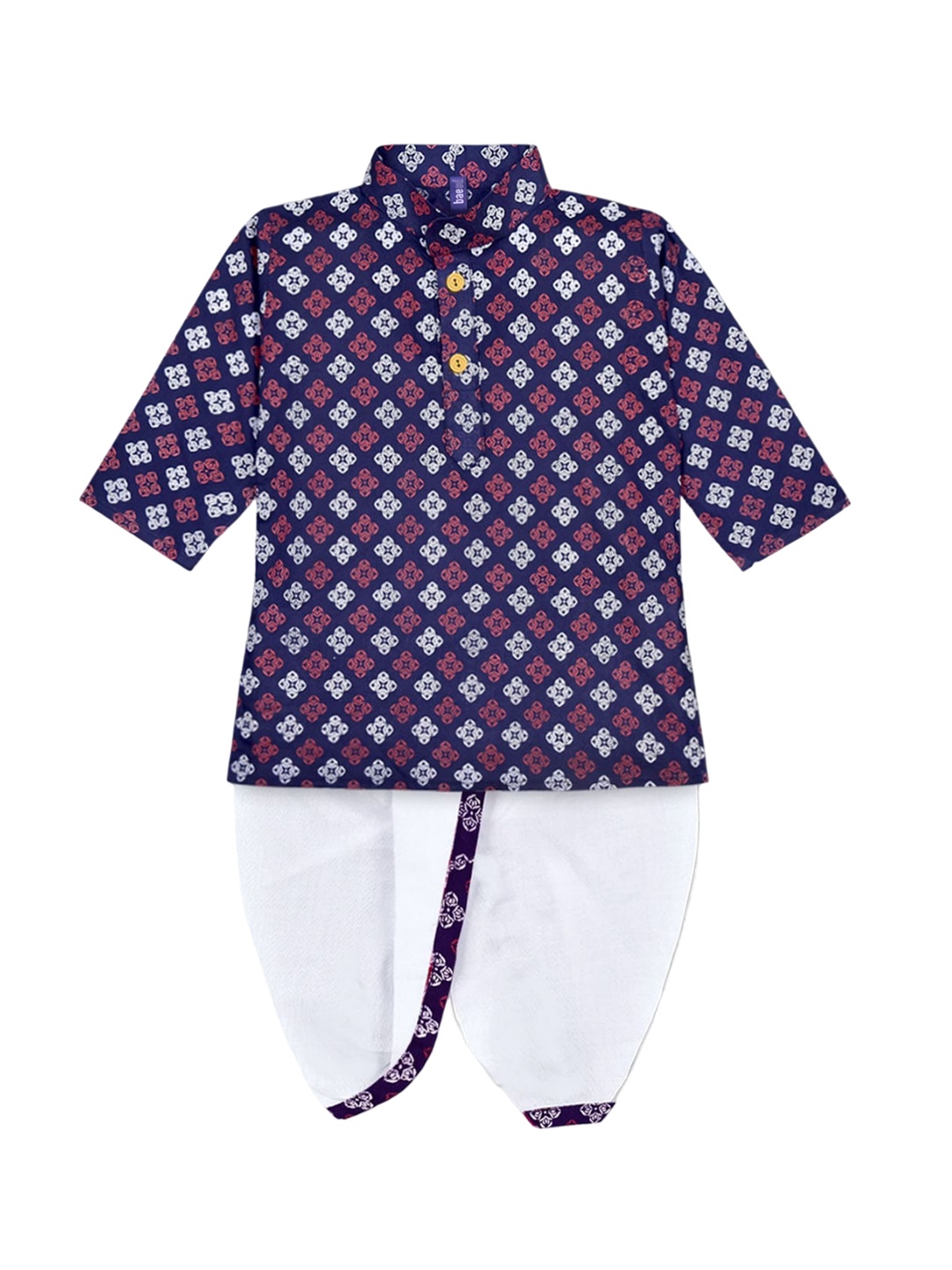 

BAESD Boys Ethnic Motifs Printed Regular Pure Cotton Kurta with Dhoti Pant, Blue