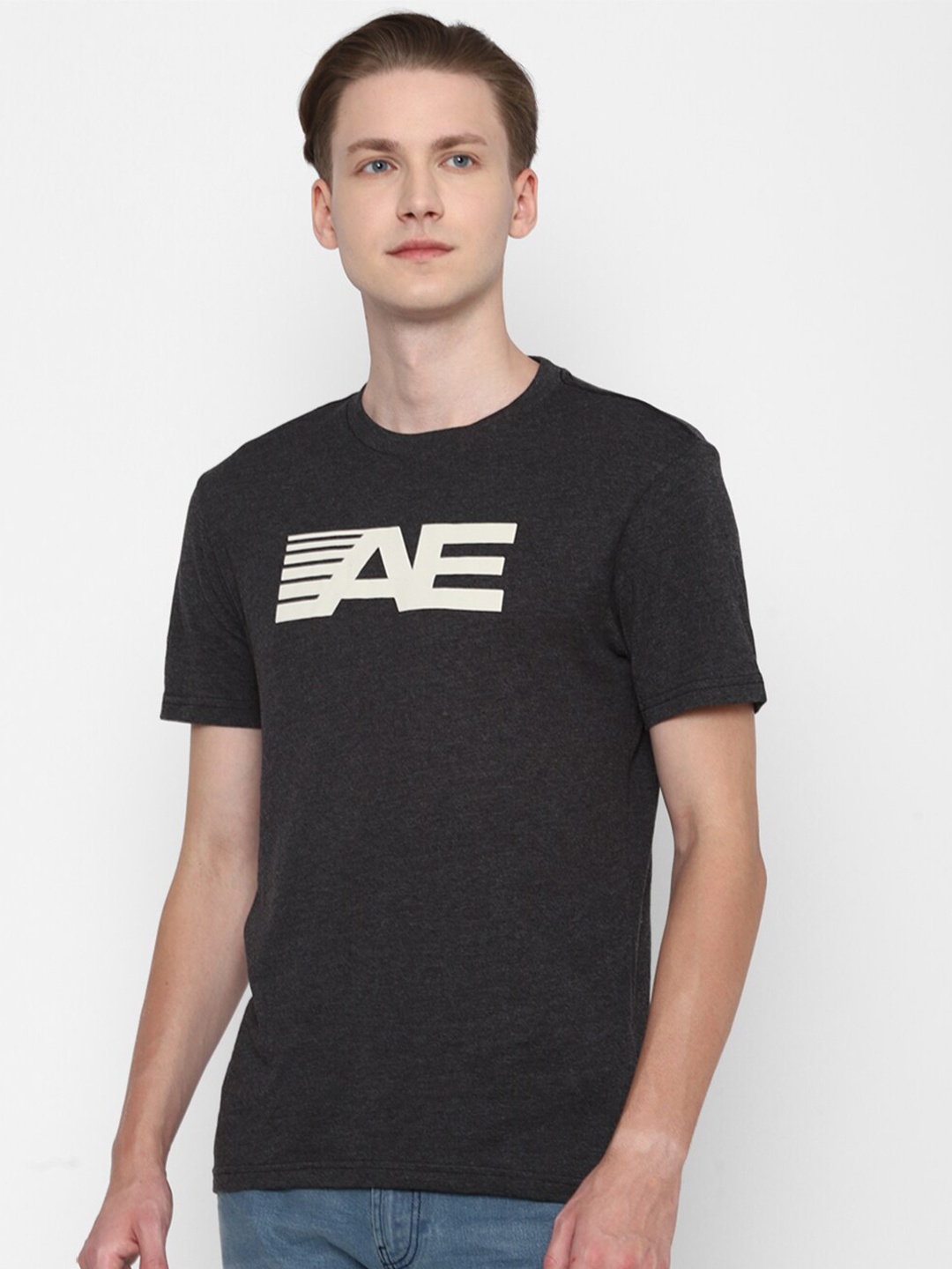 

AMERICAN EAGLE OUTFITTERS Men Typography Printed Applique T-shirt, Grey