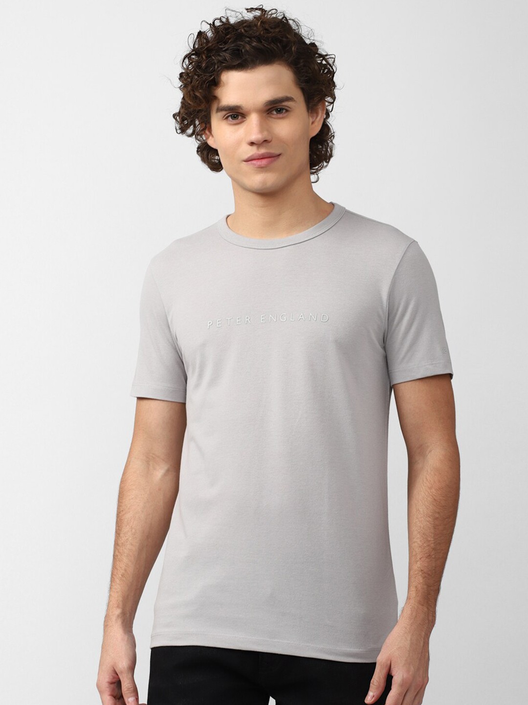 

Peter England Casuals Men Pockets Slim Fit T-shirt, Grey