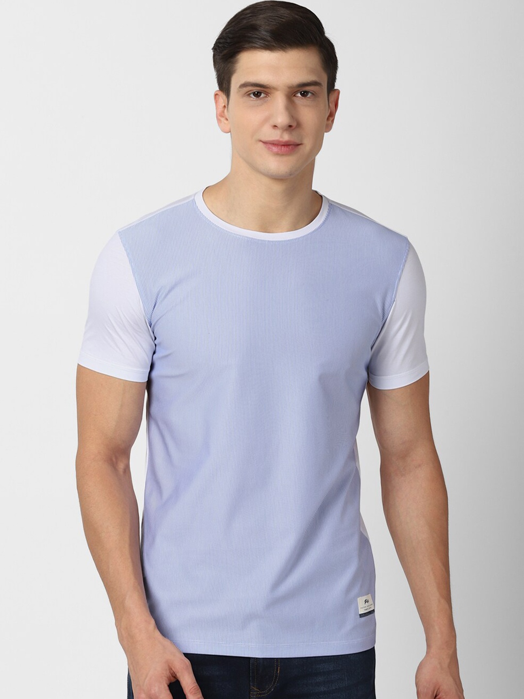 

Peter England Casuals Men Pockets Slim Fit T-shirt, Blue