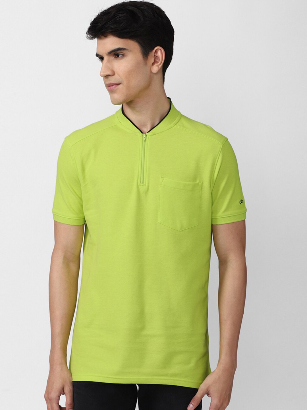 

Peter England Casuals Men V-Neck Pockets Slim Fit T-shirt, Green