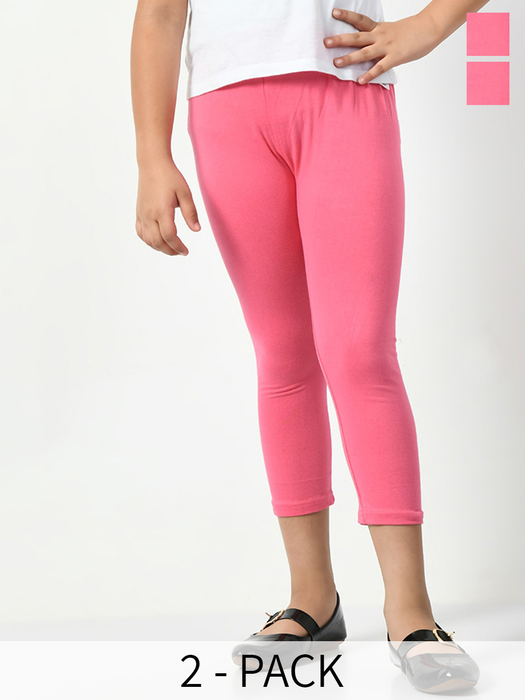 

BAESD Girls Pack Of 2 Solid Mid-Rise Leggings, Pink