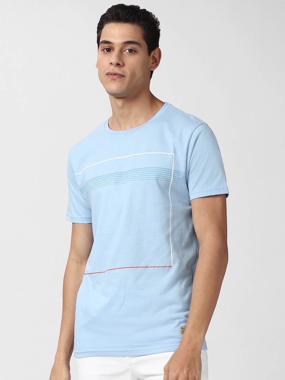 

PETER ENGLAND UNIVERSITY Men Printed Pockets Slim Fit T-shirt, Blue