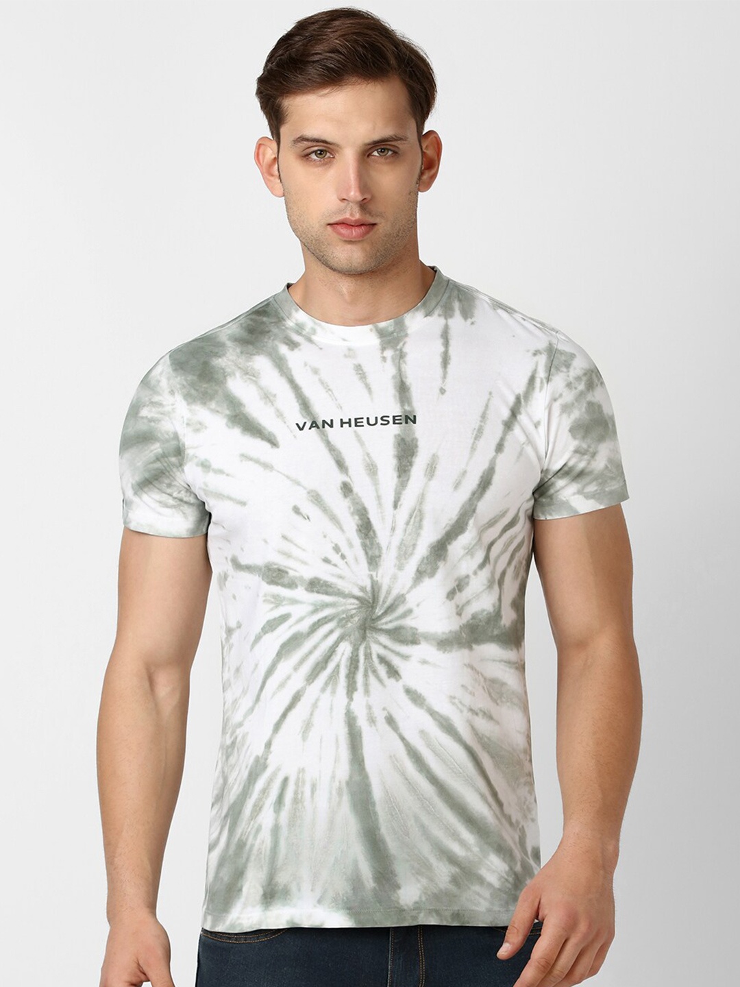 

VAN HEUSEN DENIM LABS Men Dyed Raw Edge T-shirt, White
