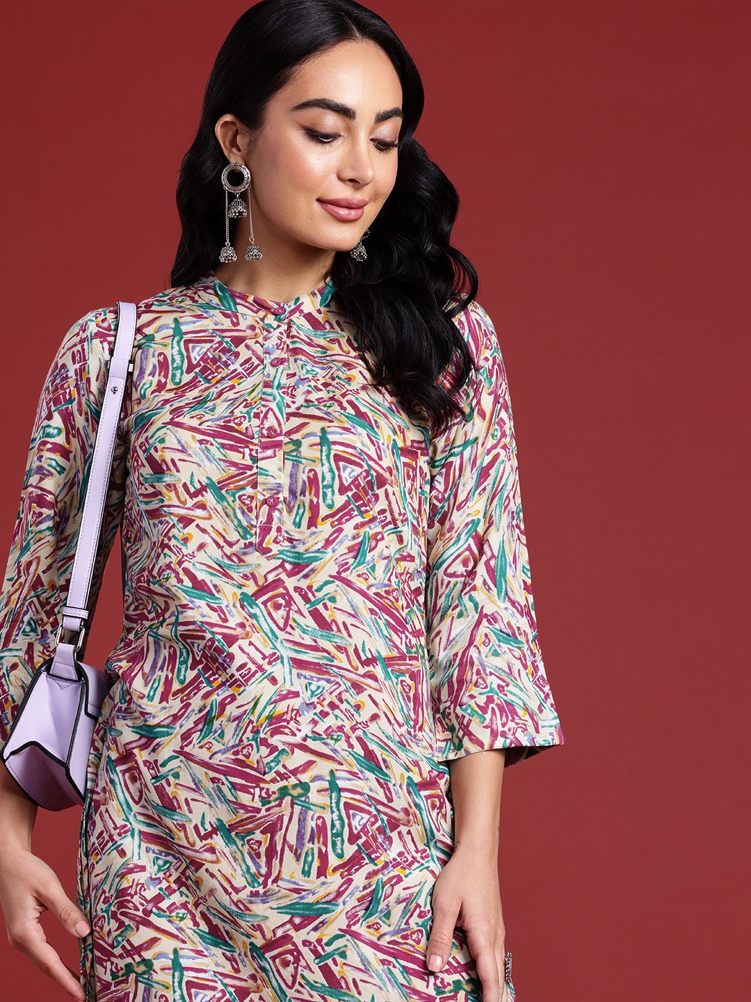 

Anouk Women Printed Regular Kurta with Trousers, Multi