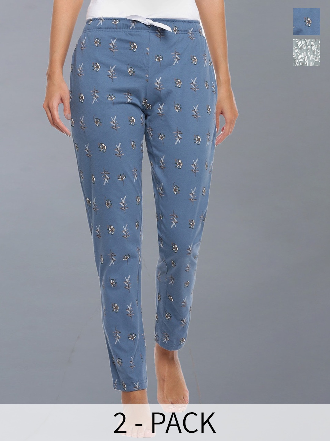

Dollar Missy Pack Of 2 Printed Lounge Pants, Blue