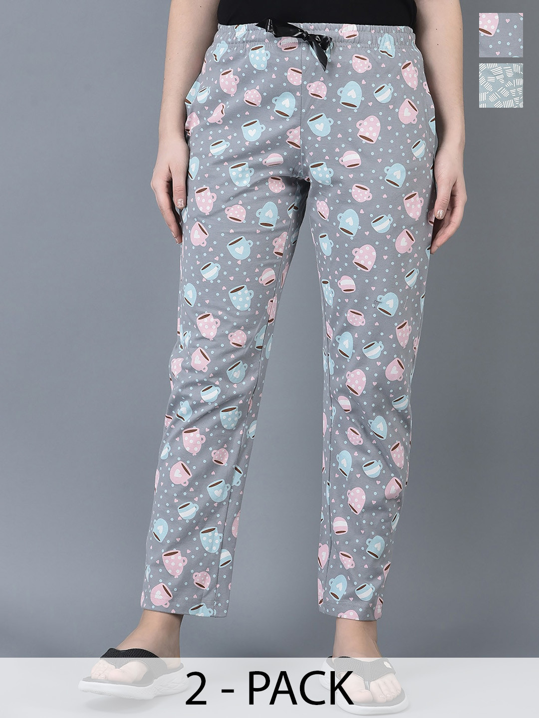 

Dollar Missy Pack Of 2 Printed Lounge Pants, Grey