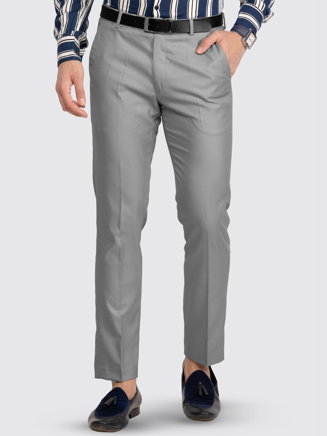 

Berkshire Men Smart Mid-Rise Slim Fit Formal Trousers, Grey