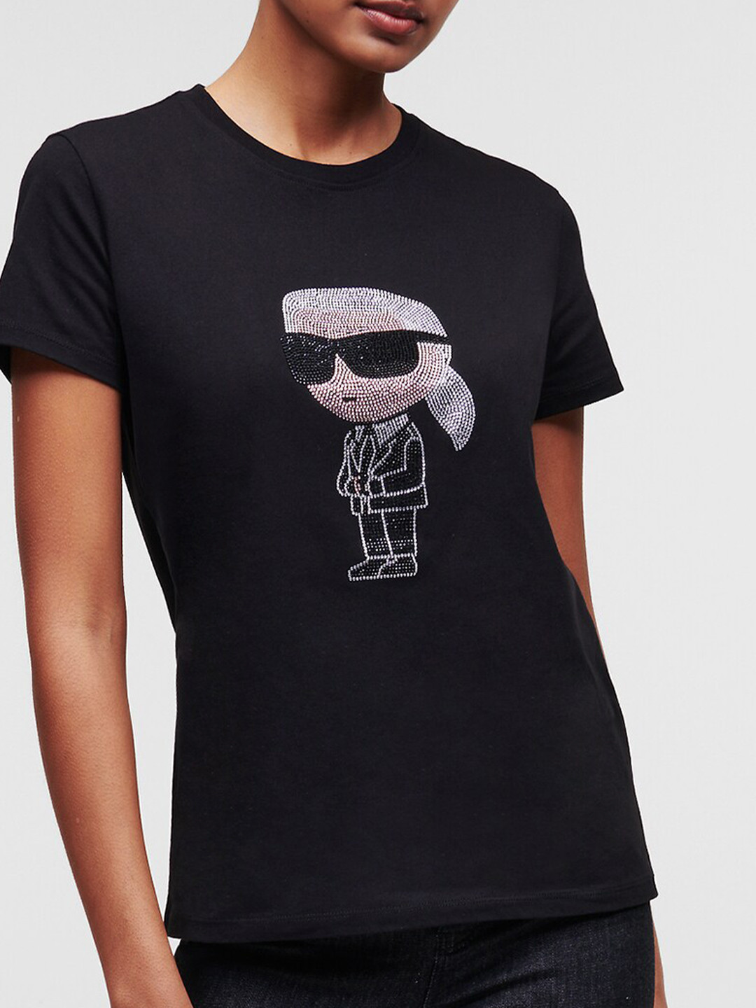 

Karl Lagerfeld Women Printed Applique T-shirt, Black
