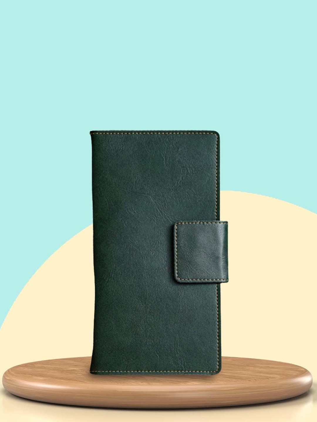 

Vorak Ahimsa Unisex Textured Leather Passport Holder, Olive