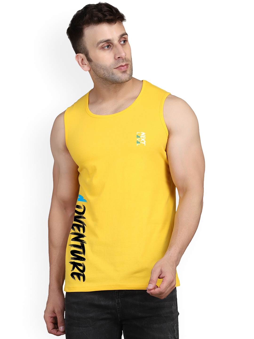 

SLOWLORIS Printed Bio Wash Innerwear Vests, Yellow