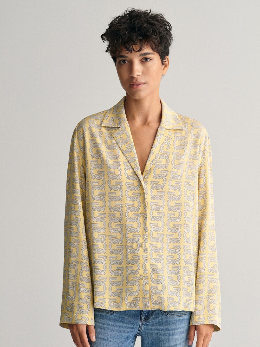 

GANT Printed Cuban Collar Relaxed Fit Shirt, Yellow