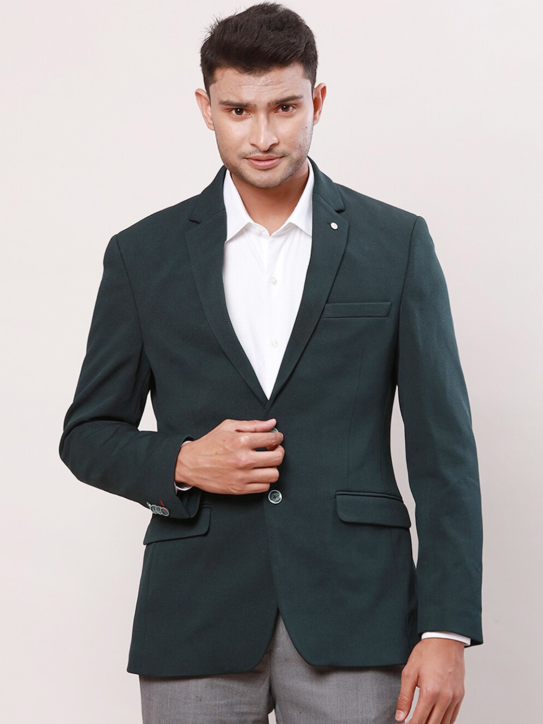 

Raymond Notched Lapel Single Breasted Formal Blazers, Green