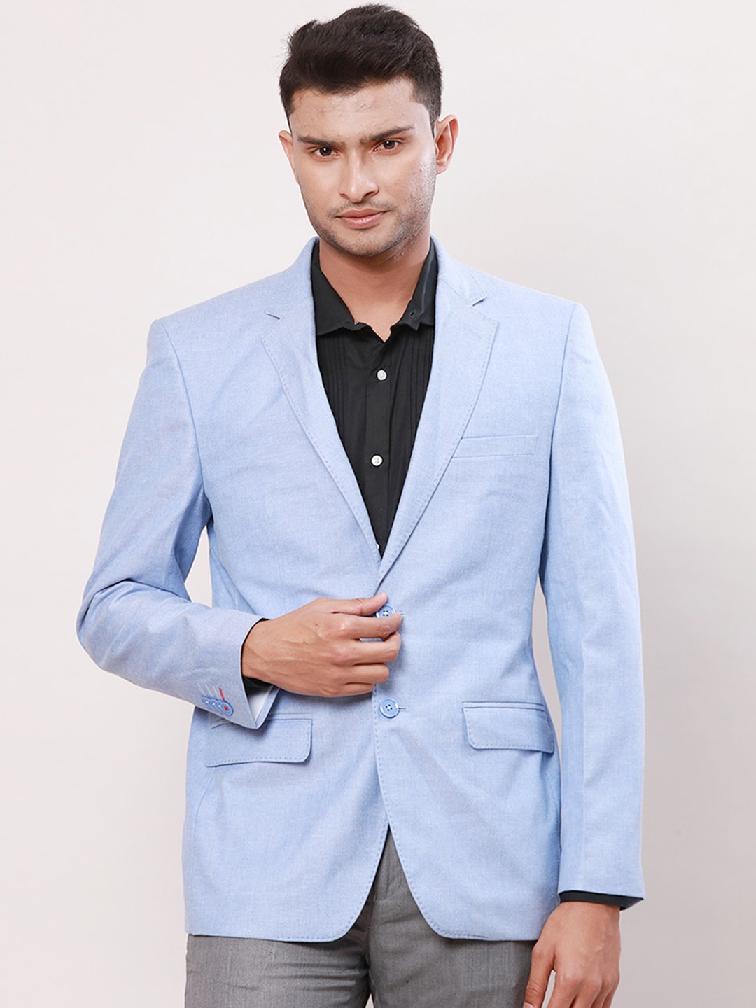 

Raymond Notched Lapel Single-Breasted Formal Blazer, Blue