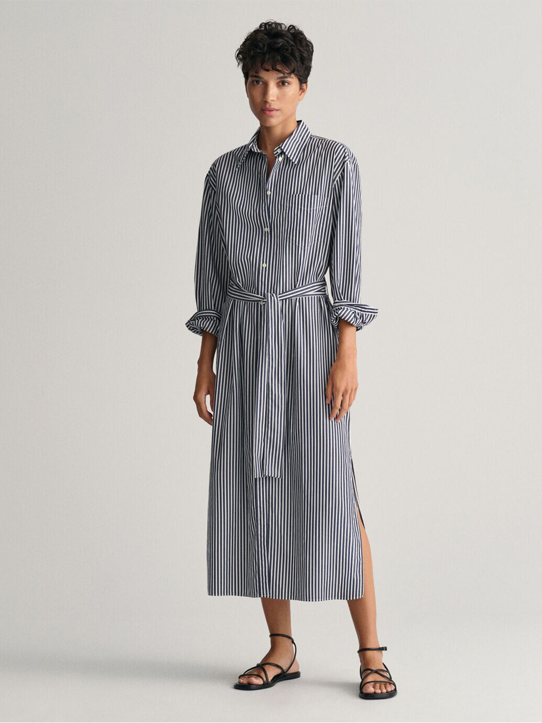 

GANT Striped Shirt Collar Relaxed Fit Dress, Blue