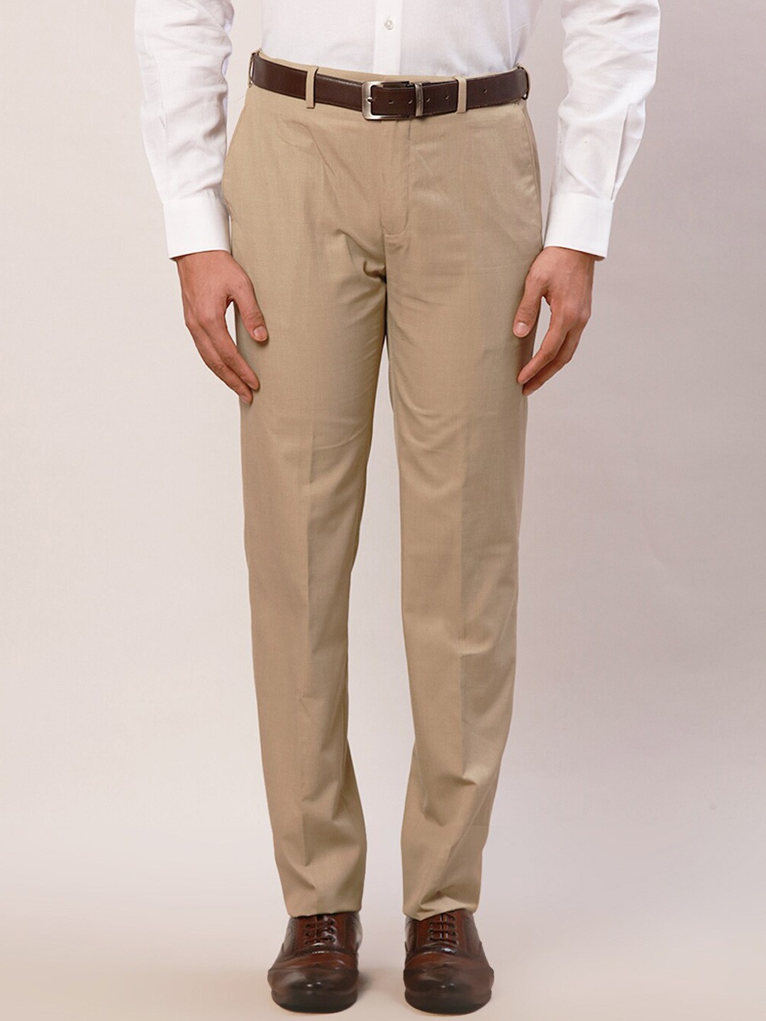 

Raymond Men Contemporary-Fit Formal Trousers, Brown
