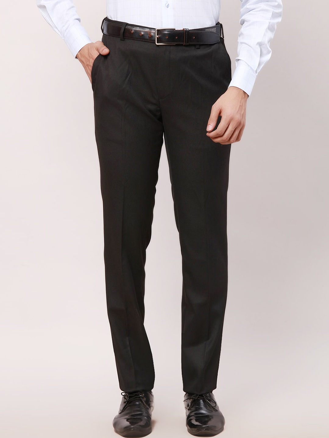 

Raymond Men Contemporary-Fit Formal Trousers, Black