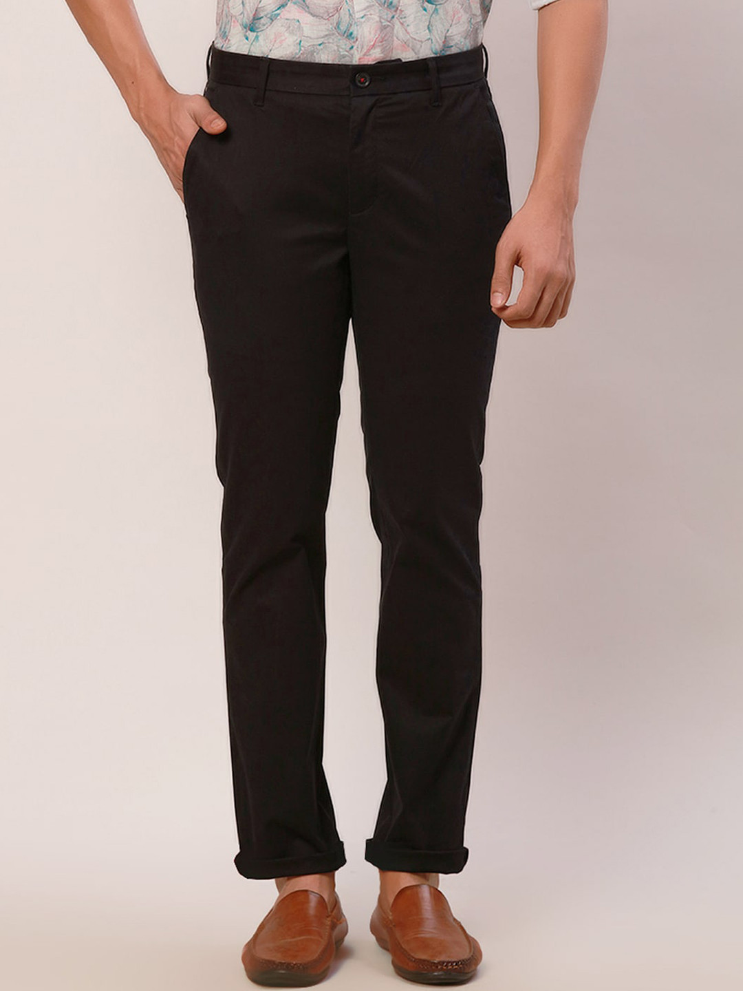 

Raymond Men Slim-Fit Trousers, Black