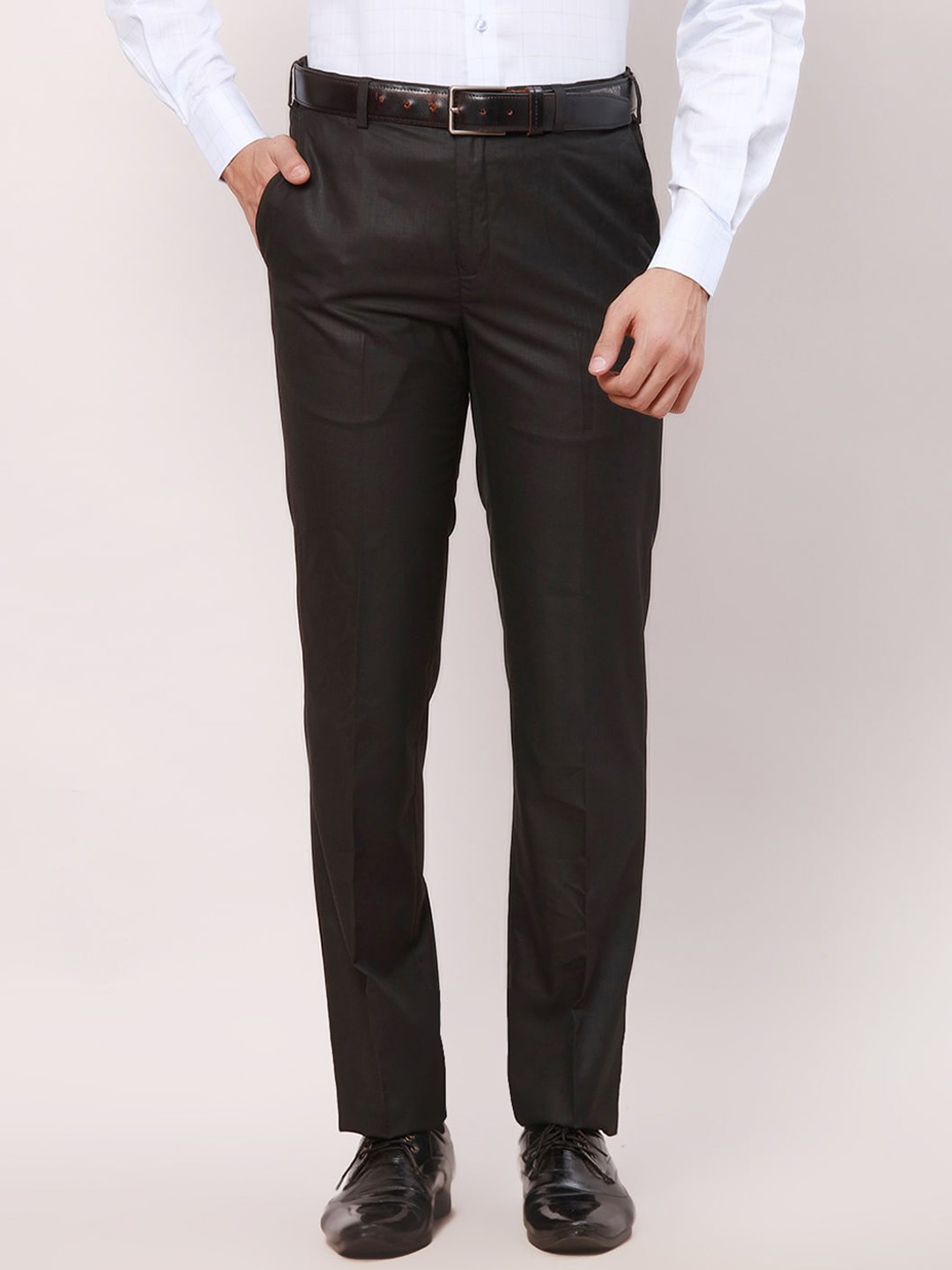 

Raymond Men Contemporary-Fit Formal Trousers, Black