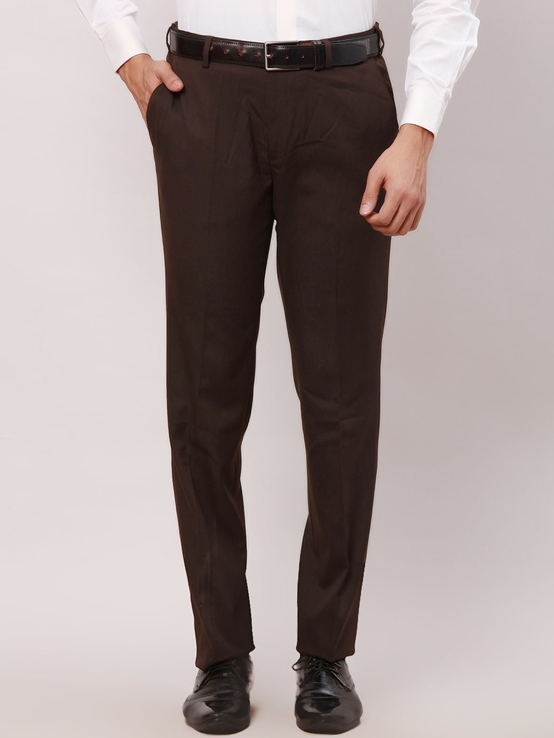 

Raymond Men Contemporary Fit Formal Trousers, Brown