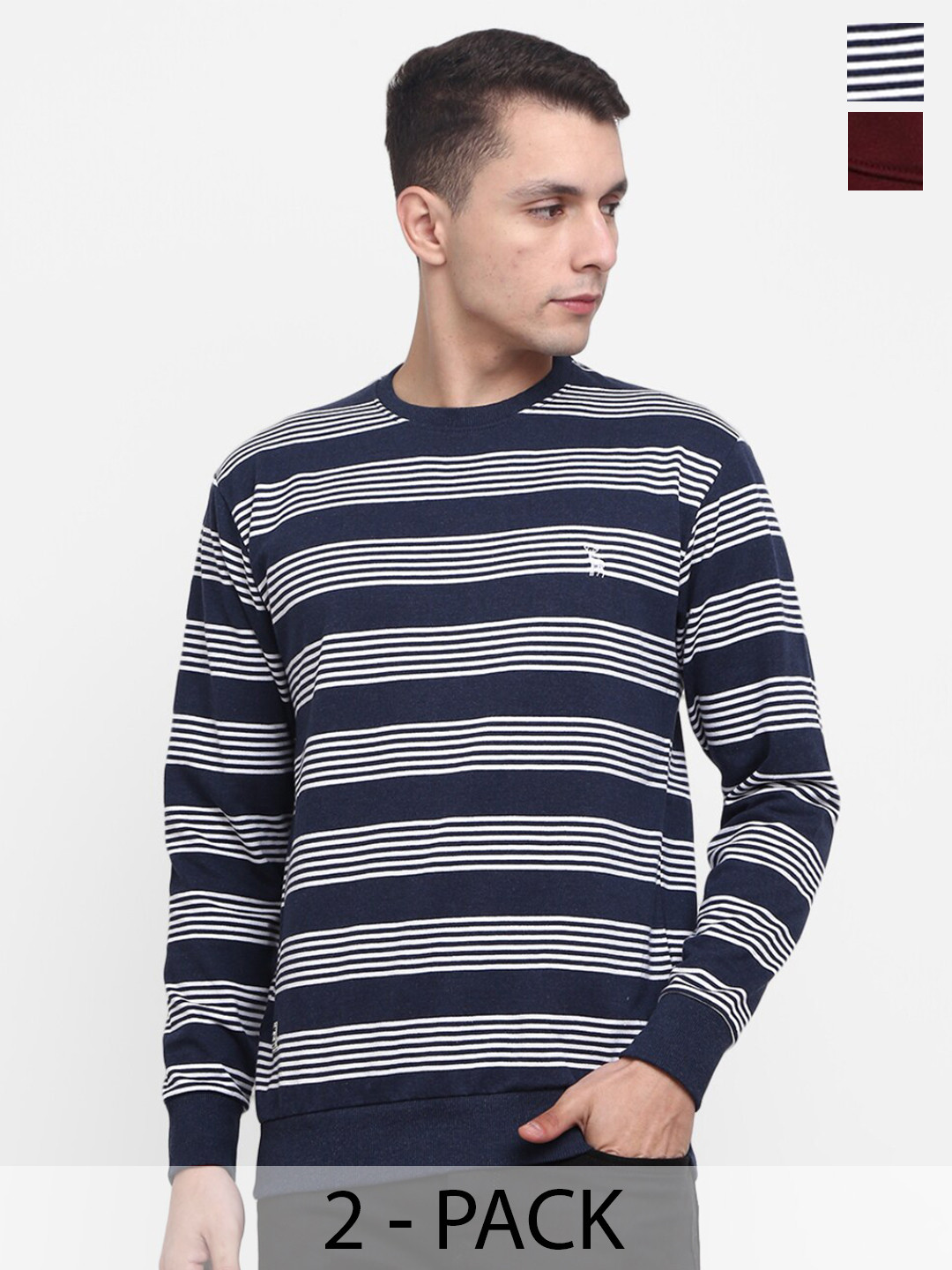 

V-Mart Men Striped Sweatshirt, Maroon