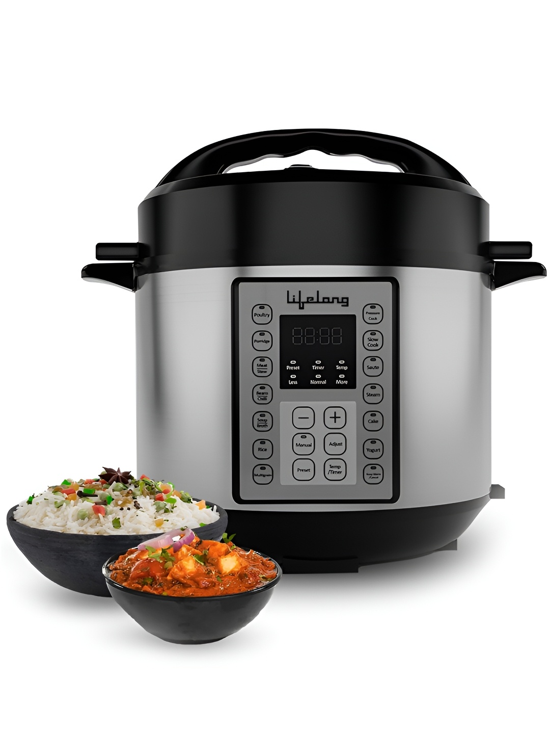 

Lifelong Black & Silver-Toned Aluminium Pressure Cooker