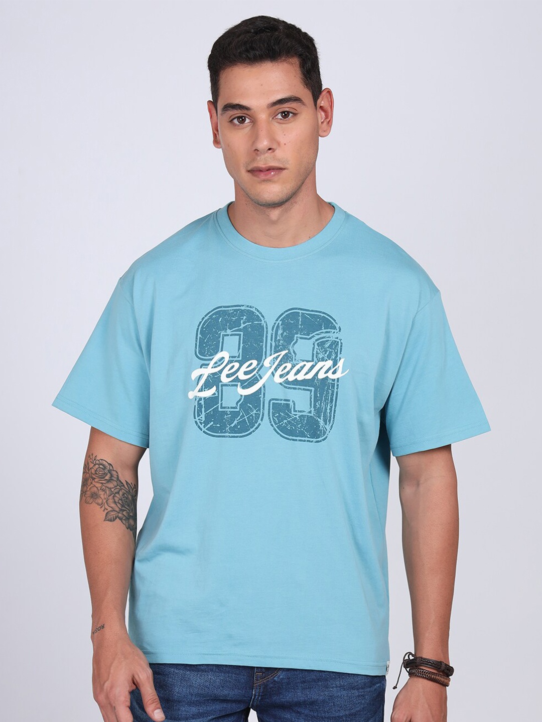 

Lee Men Graphic Print Crew Neck Oversize Fit Tshirt, Blue